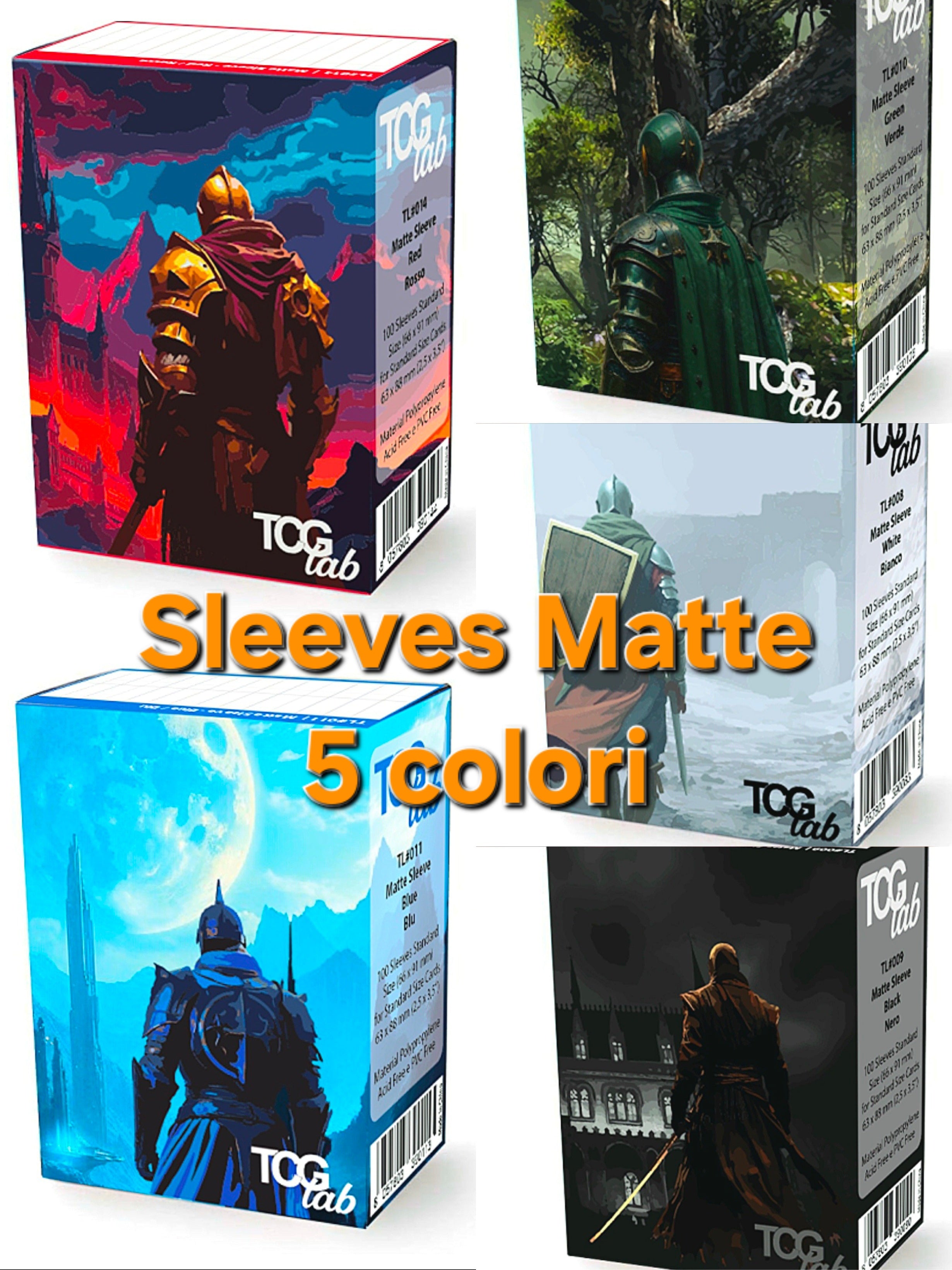 Matte Sleeves – 100 Bustine Protettive Standard Matte Ultra Clear – 5 Colori - per Carte Collezionabili