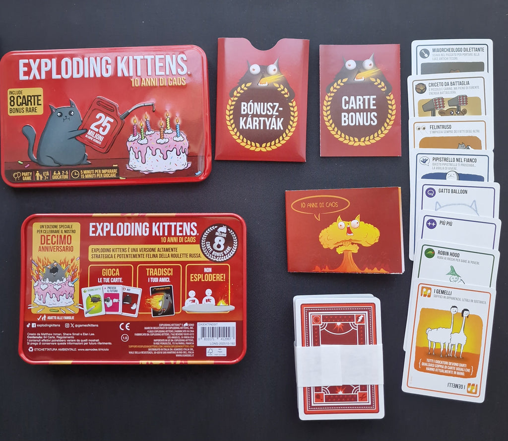 SCATOLA CON AMMACCATURA - Exploding Kittens 10 anni di caos