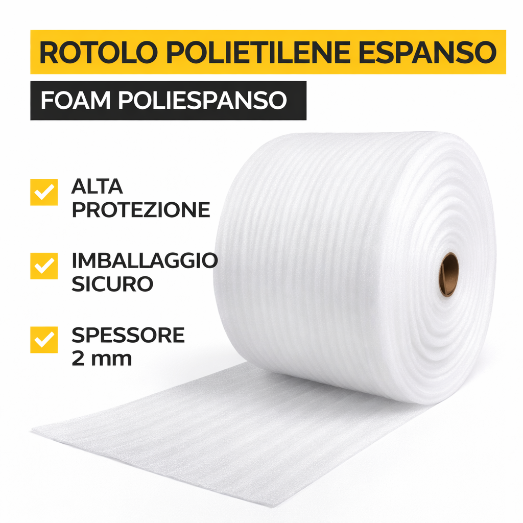 Polietilene Espanso – In Rotoli e In Fogli - Atossico per settore alimentare - Imballaggi - Spedizioni - Foam
