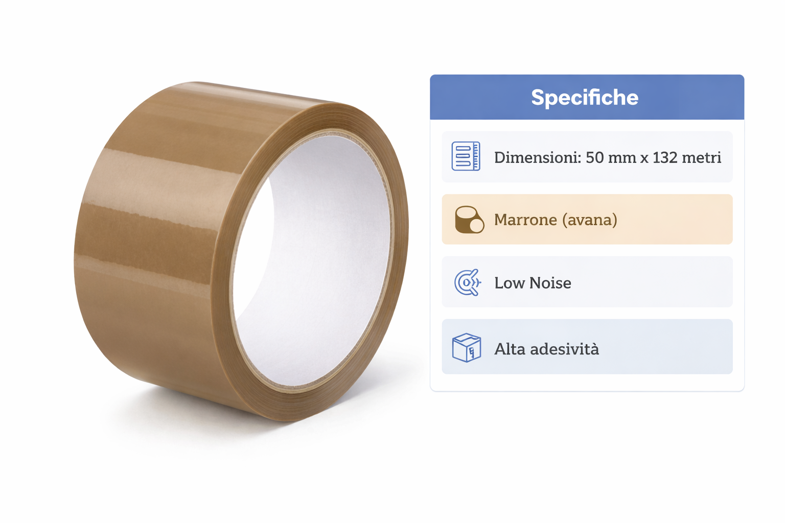 Ruban adhésif silencieux 50 mm x 132 m – Ruban adhésif robuste et silencieux pour l'expédition et l'emballage en entrepôt