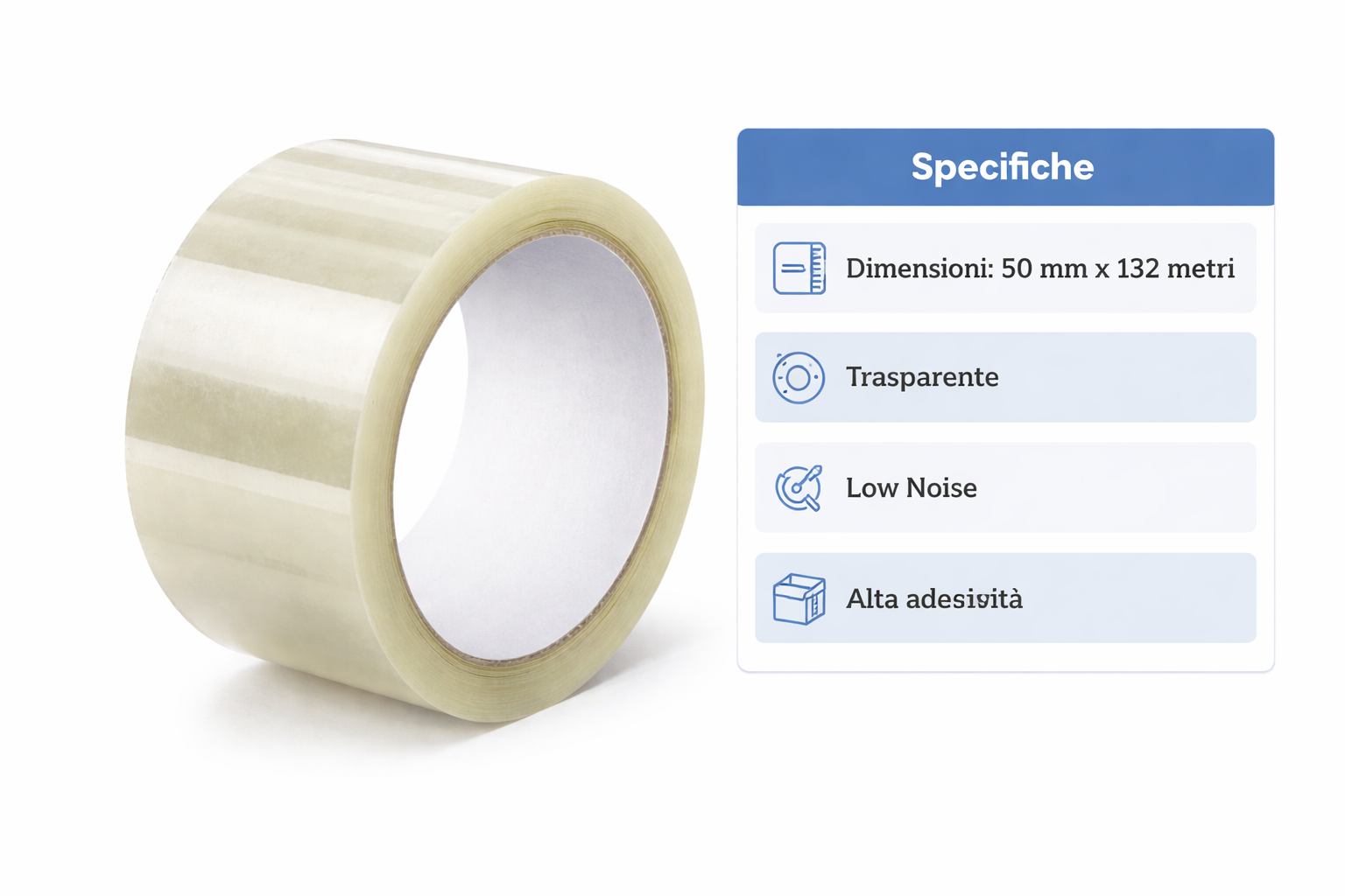 Ruban adhésif silencieux 50 mm x 132 m – Ruban adhésif robuste et silencieux pour l'expédition et l'emballage en entrepôt