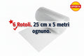 Pluriball – Confezione da 6 rotoli (25 cm × 5 mtl ogni rotolo)