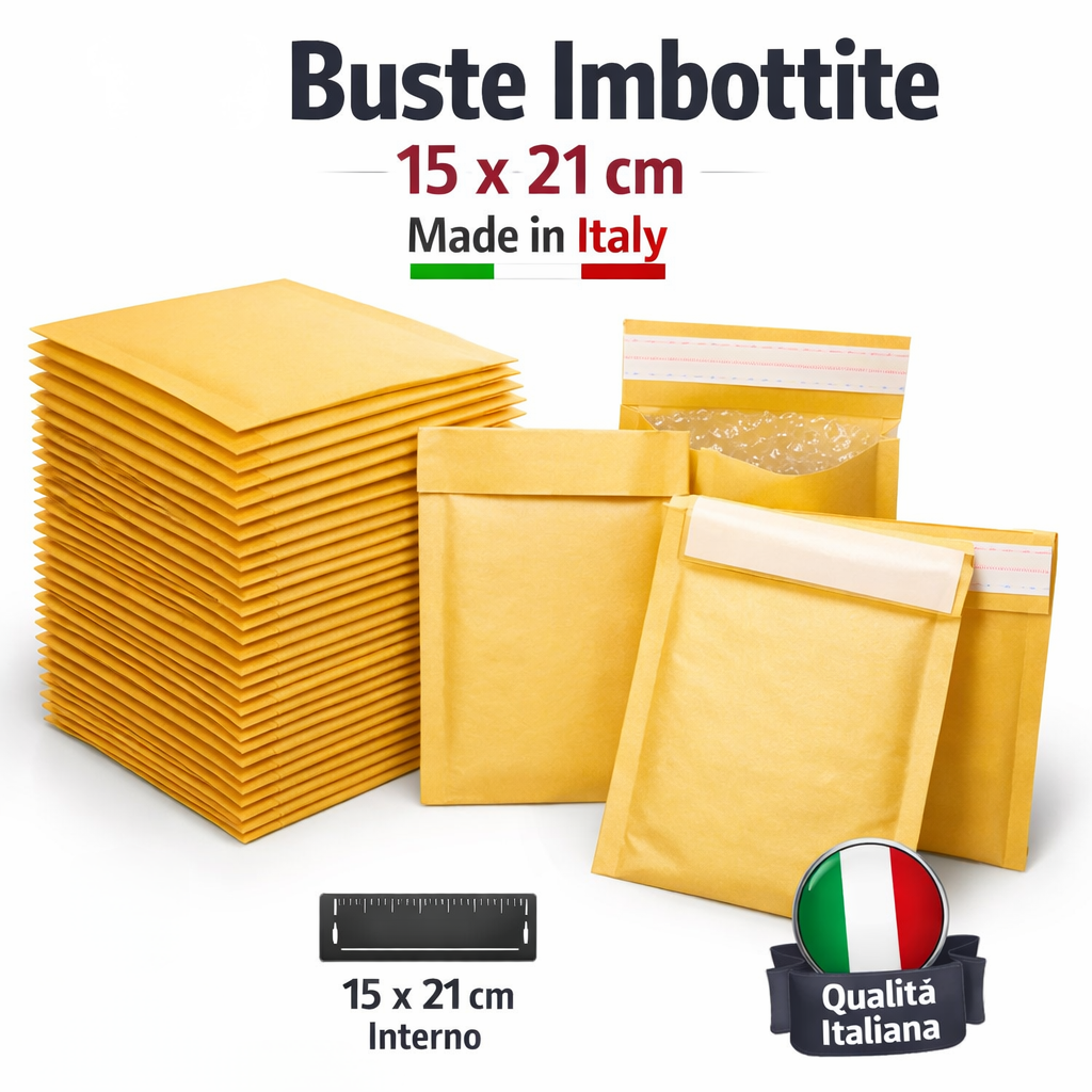 30 Buste Imbottite Per Spedizioni - Misura utile 15x21 cm - Made in Italy
